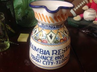 Columbia Restaurant Ceramic Sangria Pitcher - Ybor City Florida Signed De La Cal