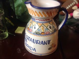 Columbia Restaurant Ceramic Sangria Pitcher - Ybor City Florida SIGNED De La Cal 3