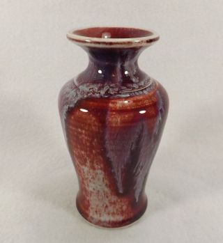 Burgess Studio Art Pottery Vase Lava Drip High Gloss Glaze Hubert Burgess M