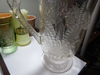 EAPG Pattern glass pitcher Hummingbird and fern old estate scarce item 3