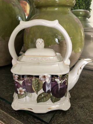 Crown Dorset Staffordshire Porcelain English Teapot Made In England Gold Trim