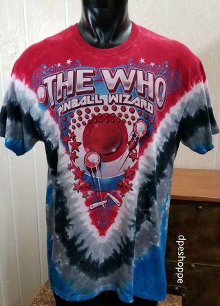 The Who Rock Band Pinball Wizard Tie Dye T - Shirt Liquid Blue Sz L.