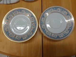 Noritake Polonaise Blue & Gold Floral Scroll & White 5 " Set Of 10 Saucers 2045