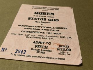 Queen,  Status Quo Rare Ticket Stub July 1986 Magic Tour
