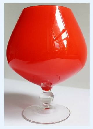 Orange Cased Glass Vase Vintage Retro Goblet Brandy Vase 1970 