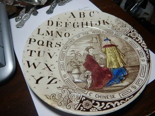 Rare Victorian C 1880 Childs Alphabet Abc Plate Nations Of The World - Chinese