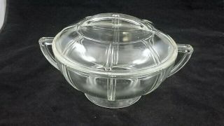 Vintage Queen Anne Glasbake Footed Bowl With Lid Euc