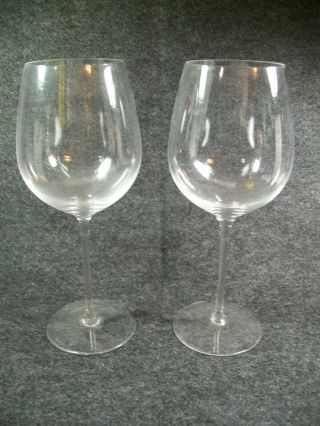 Pair Signed Tiffany & Co Tall Crystal Wine Glasses Red White