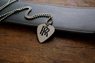 Randy Rhoads Rr Etched Nickel Silver Guitar Pick Necklace