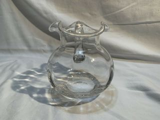 TIFFANY & CO Devon Crystal Glass Ruffled Rim Water Pitcher 6 ½” 48 Oz. 2