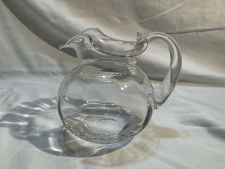 TIFFANY & CO Devon Crystal Glass Ruffled Rim Water Pitcher 6 ½” 48 Oz. 3