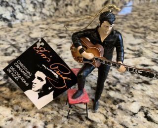 Kurt S Adler Elvis Presley Black Outfit Chair Guitar Christmas Ornament W/tag