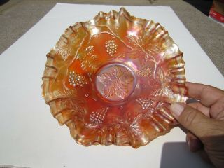 Antique Fenton VINTAGE Pattern Carnival Glass Bowl With 3 in 1 Edge 2
