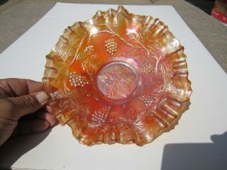 Antique Fenton VINTAGE Pattern Carnival Glass Bowl With 3 in 1 Edge 3