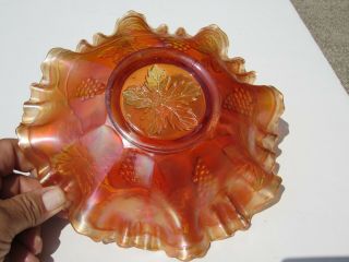 Antique Fenton VINTAGE Pattern Carnival Glass Bowl With 3 in 1 Edge 5