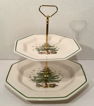 Nikko Christmastime 2 Tier Christmas Appetizer Cookie Serving Tray 11” And 8”
