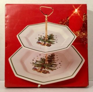 Nikko Christmastime 2 Tier Christmas Appetizer Cookie Serving Tray 11” and 8” 3