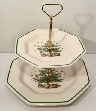 Nikko Christmastime 2 Tier Christmas Appetizer Cookie Serving Tray 11” and 8” 4