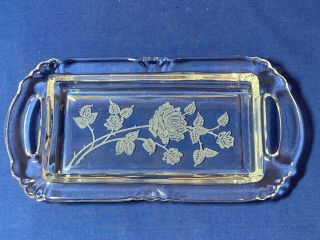 Heisey Elegant Glass Rose Etched Pattern Sugar And Creamer Tray Only