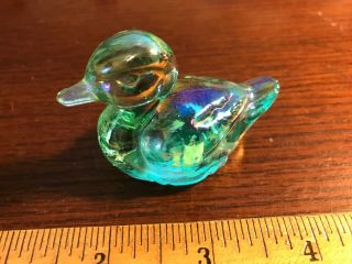 Fenton Art Glass,  Miniature Duck Iridescent Green