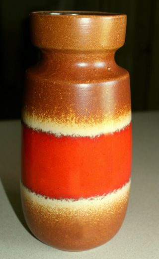 Vintage Scheurich Keramik Vase West Germany 242 - 22 Fat Lava Red Brown