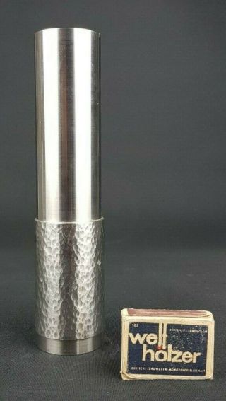 Vintage Retro 1960 - 70 ' s Brutalist BMF Metal Cylinder Steel Vase West Germany MCM 2