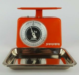 1960s Vintage Retro Orange STUBE Kitchen Scale Fat Lava Era West Germany MCM 3