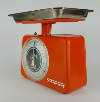 1960s Vintage Retro Orange STUBE Kitchen Scale Fat Lava Era West Germany MCM 5