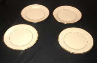 Set Of 4 Lenox China Eternal Salad Plates 8 1/8” Gold Trim