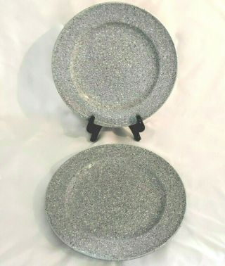 2 Lovely Mikasa Ultrastone Gray Dinner Plates Cu726 11 1/8 "