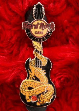 Hard Rock Cafe Pin STOCKHOLM DRAGON Guitar Series Gem Stone hat lapel logo China 2