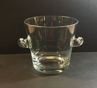 Tiffany & Co Crystal Ice Bucket Wine Champagne Cooler Scroll Handles Signed