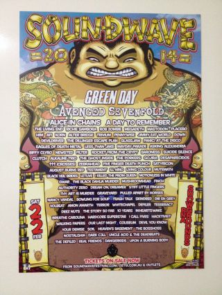 Soundwave 2014 Brisbane Promo Poster Green Day Avenged Sevenfold Megadeth