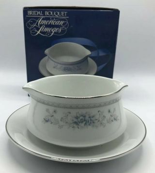 American Limoges Salem Heritage Bridal Bouquet Gravy Boat With Stand Item 11283