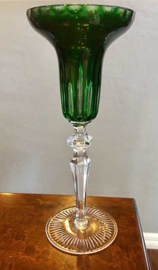 Nachtmann Bleikristall Emerald Green Cut To Clear Crystal Candle Holder
