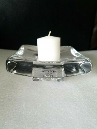 Kosta Boda Glass Sweden Square Footed Candle Holder 8