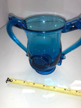 Royal Leerdam Blenko Williamsburg Restoration Loving Cup Blue 6” 3