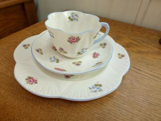 Vintage Shelley Trio Teacup Saucer Plate Rose Pansy Forget Me Not Flowers