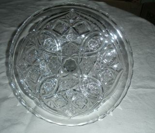 Vintage Crystal Clear Glass Pressed Pedestal Cake Plate Stand