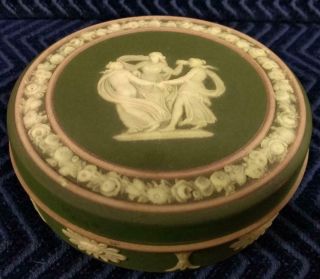 Rare Antique Green Wedgwood Trinket Box - Pre 1900