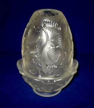 Fenton Art Glass Easter Egg Candle Holder 2 Piece Floral Strawberry Design