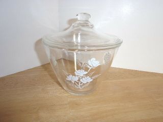Vintage Fire King Etched Roses Grease Jar With Lid