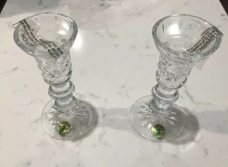 2 Waterford Crystal Lismore 6” Candlesticks With Stickers
