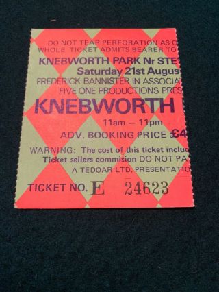 Rolling Stones Knebworth Fair Festival 1976 Concert Ticket Stub 76 Vintage 10cc