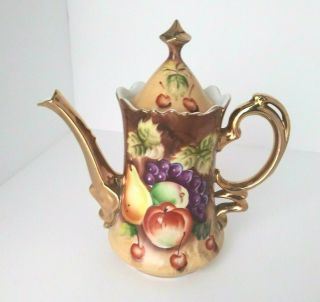 Vintage Lefton China Heritage Fruit Hand Painted Porcelain Coffee/tea Pot