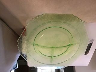 Depression Glass Florentine Poppy Grill Plate Green Set Of 2