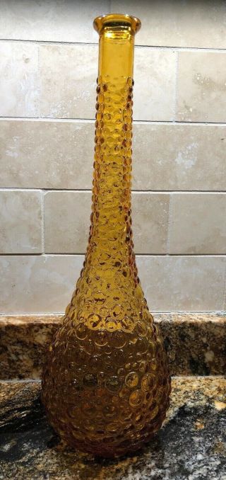 1960s Empoli Glass Decanter Genie Bottle Amber - No Stopper