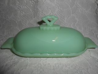 Jadeite Jadite Green Glass Serving Domed Stick Butter Dish Jade Milk Tub Opaque