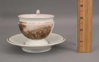 19thc Antique Kpm Porcelain Teacup & Saucer Miniature Painting