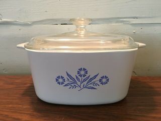 Vintage Corning Ware A - 3 - B Blue Cornflower 3 Qt Casserole Dish With Glass Lid